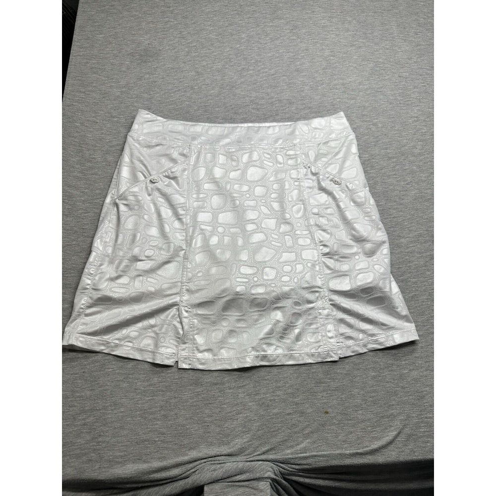 Jaime Saddock White Snake Print Embossed Skort/Skirt‎ Size L